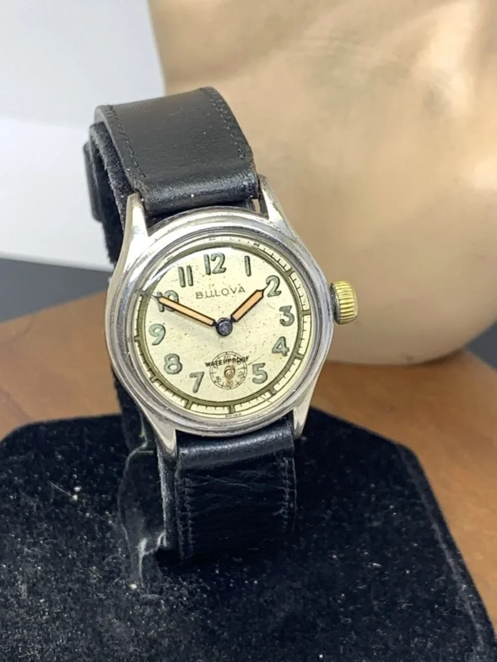 Bulova Watch Vintage WWII Military 10AE Manual Wind Leather Strap 28mm